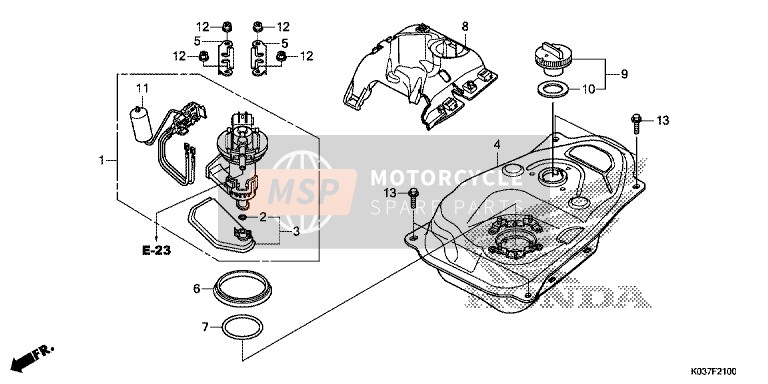 Honda AFS110CSF 2015 Depósito de combustible para un 2015 Honda AFS110CSF